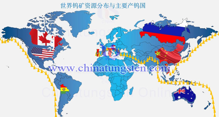 全球鎢資源分佈儲(chǔ)量圖片