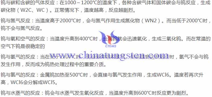 鎢與氣體的反應(yīng)圖片