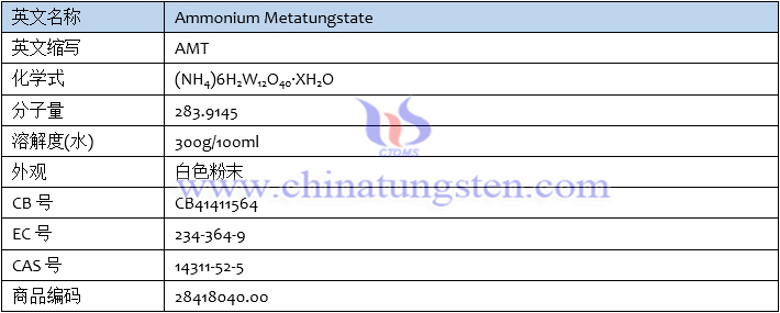 偏鎢酸銨基本信息表